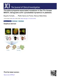 Thrombocytopenia-Associated Mutations in Ser/Thr Kinase MASTL Deregulate Actin Cytoskeletal Dynamics in Platelets