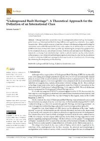 “Underground Built Heritage”: a Theoretical Approach for the Definition of an International Class