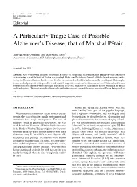 A Particularly Tragic Case of Possible Alzheimer's Disease, That Of