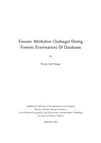 Forensic Attribution Challenges During Forensic Examinations of Databases