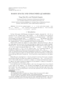 Hardy Spaces and Unbounded Quasidisks