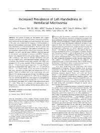 Increased Prevalence of Left-Handedness in Hemifacial Microsomia