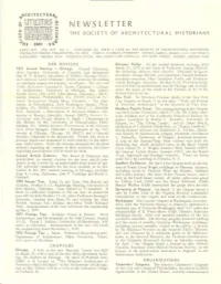 Newsletter the Society of Architectural Historians