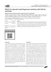 Report of a Sporadic Caudal Regression Syndrome with Cleft Lip