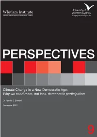 Climate Change in a New Democratic Age: Why We Need More, Not Less, Democratic Participation
