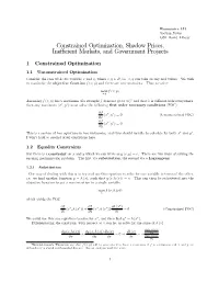 Constrained Optimization, Shadow Prices, Inefficient Markets, And