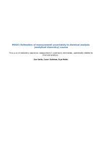 Estimation of Measurement Uncertainty in Chemical Analysis (Analytical Chemistry) Course