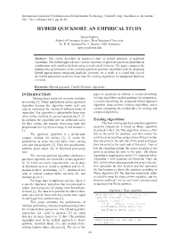 Hybrid Quicksort: an Empirical Study