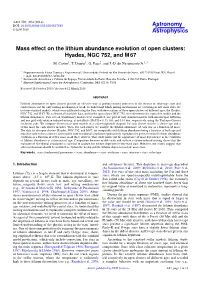 Mass Effect on the Lithium Abundance Evolution of Open Clusters: Hyades, NGC 752, and M 67 M