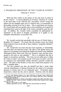A "Pragmatic Definition" of the "Cause of Action"? Bernard C