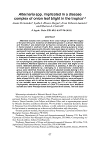 Alternaría Spp. Implicated in a Disease Complex of Onion Leaf Blight in the Tropics12 Jessie Fernández^, Lydia I