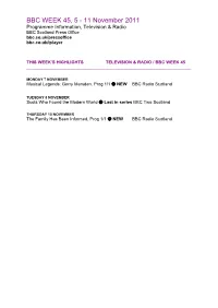 BBC Scotland Programme Information Week 45, 5