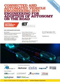 Connected and Automated Vehicle Engineering 2017: Engineering for Adoption of Autonomy on the Road
