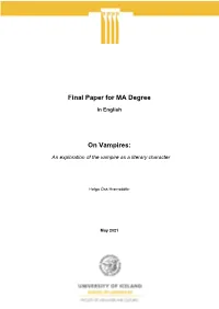 Final Paper for MA Degree on Vampires