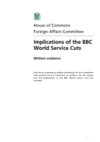 Implications of the BBC World Service Cuts