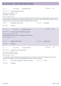Inter Faith Week 2012 Event List