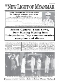 Senior General Than Shwe, Daw Kyaing Kyaing Host Independence Day Commemorative Reception and Dinner