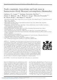 Teeth Complexity, Hypsodonty and Body Mass in Santacrucian (Early Miocene) Notoungulates (Mammalia) Guillermo H