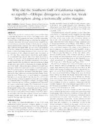 Why Did the Southern Gulf of California Rupture So Rapidly?—Oblique Divergence Across Hot, Weak Lithosphere Along a Tectonically Active Margin