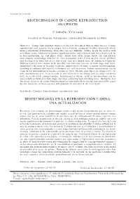 Biotechnology in Canine Reproduction: an Update