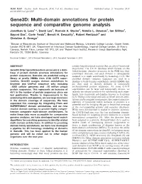 Gene3d: Multi-Domain Annotations for Protein Sequence and Comparative Genome Analysis Jonathan G