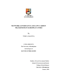 Network Governance and Low-Carbon Transitions in European Cities