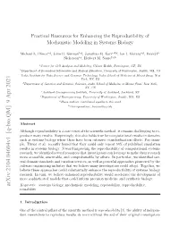 Practical Resources for Enhancing the Reproducibility of Mechanistic Modeling in Systems Biology