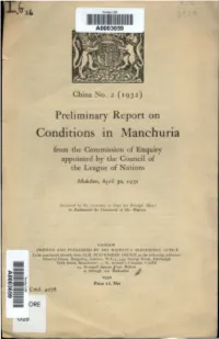 Preliminary Report on Conditions in Manchuria from the Commission Of