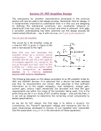 Section J7: FET Amplifier Design