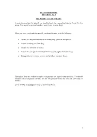 1 FLUID MECHANICS TUTORIAL No. 3 BOUNDARY LAYER THEORY In