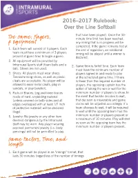 2016–2017 Rulebook: Over the Line Softball