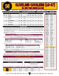 2019-20 Cleveland Cavaliers Game Notes Follow @Cavsnotes on Twitter Regular Season Game # 51 Home Game # 27