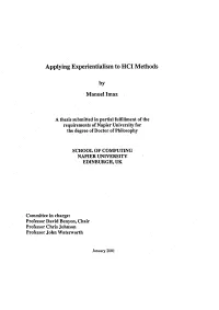 Applying Experientialism to HCI Methods