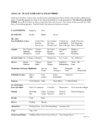 GEOG 101 PLACE NAME LIST for EXAM THREE