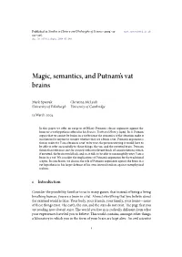 Magic, Semantics, and Putnam's Vat Brains