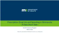 Prescription Drug Use and Spending in Minnesota - a Data Short Take