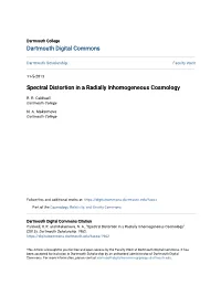 Spectral Distortion in a Radially Inhomogeneous Cosmology