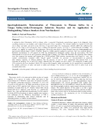 Spectrophotometric Determination of Thiocyanate In