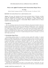 Study on the Applied Translation Under Functionalism Skopos Theory