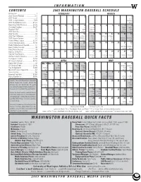 Washington Baseball Quick Facts