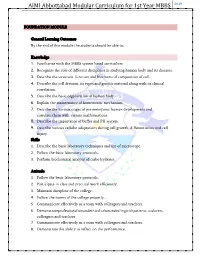 AIMI Abbottabad Modular Curriculum for 1St Year MBBS 2019