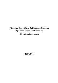 Application for Certification of the Victorian Intra-State Rail Access