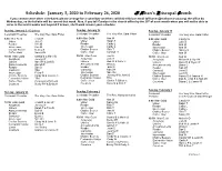 Jan-Feb 2020 Schedule