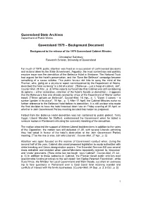 Queensland 1979 – Background Document