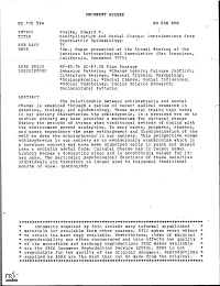 Revitalization and Social Change: Contributions from Psychiatric Epidemiology