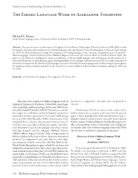 The Eskimo Language Work of Aleksandr Forshtein