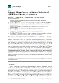 Automated Essay Scoring: a Siamese Bidirectional LSTM Neural Network Architecture