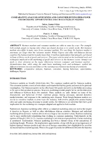 Comparative Analysis of Business and Consumer Buying Behaviour and Decisions: Opportunities and Challenges in Nigeria