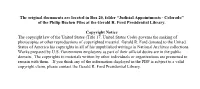 Judicial Appointments - Colorado” of the Philip Buchen Files at the Gerald R
