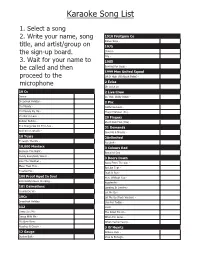 Karaoke Song List